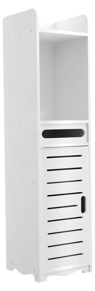 Badezimmerschrank & Toilettenpapierhalter - Freistehender Seitenschrank - Schmal - 20×20×80 cm - PVC - Max. 3 kg pro Ebene - Weiß