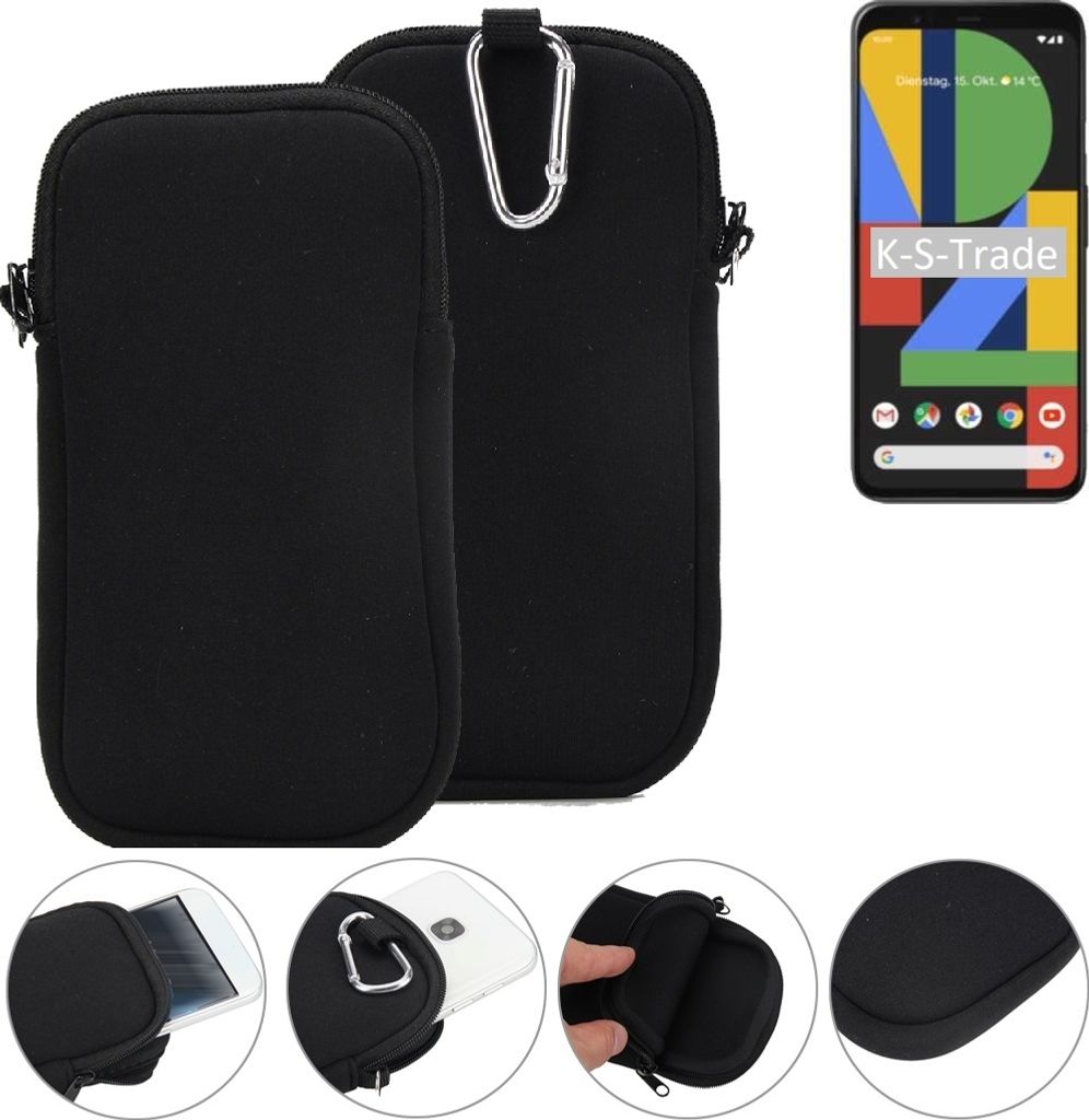 K-S-Trade Neopren-Hülle Handyhülle kompatibel mit Google Pixel 4 Schutzhülle Neoprenhülle Sleeve Schutz-Hülle Gürtel Tasche Case Holster