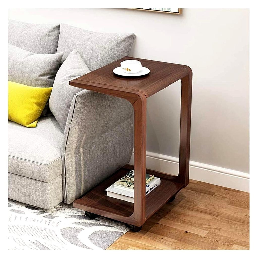 Couchtisch aus Massivholz, abnehmbares Sofa, nordischer Ecktisch, kleiner runder Nachttisch, Farbe B