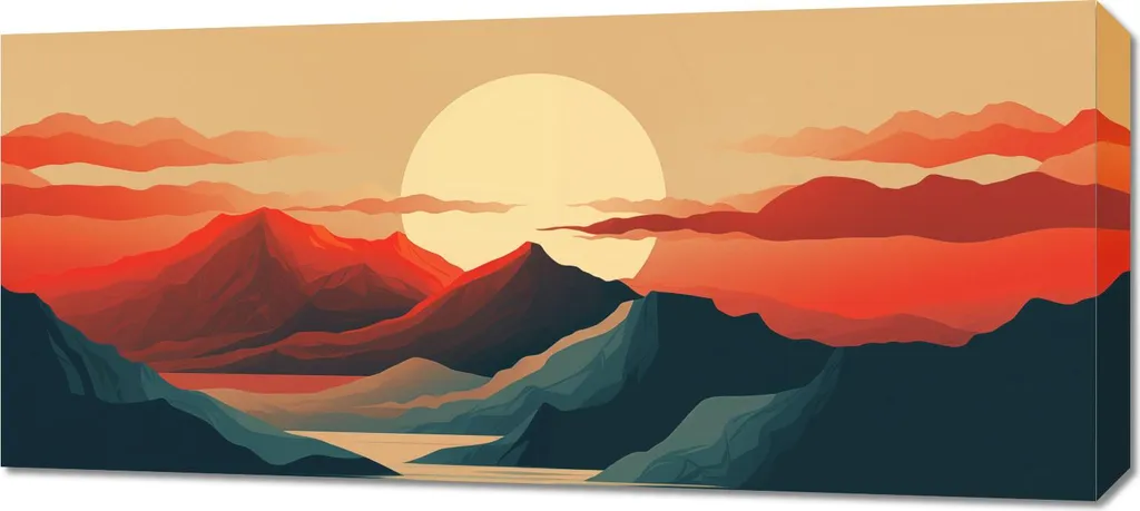 Quadro Montagna 90x40 Tramonto - Arredo Parete Soggiorno Moderno