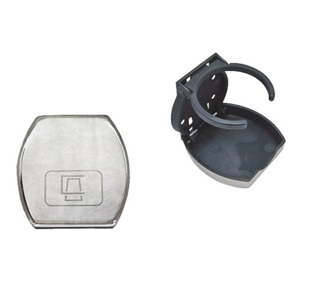 Getränkehalter mit Edelstahlabdeckung, klappbar, Weiß, 95mm, Edelstahl A2 / Kunststoff