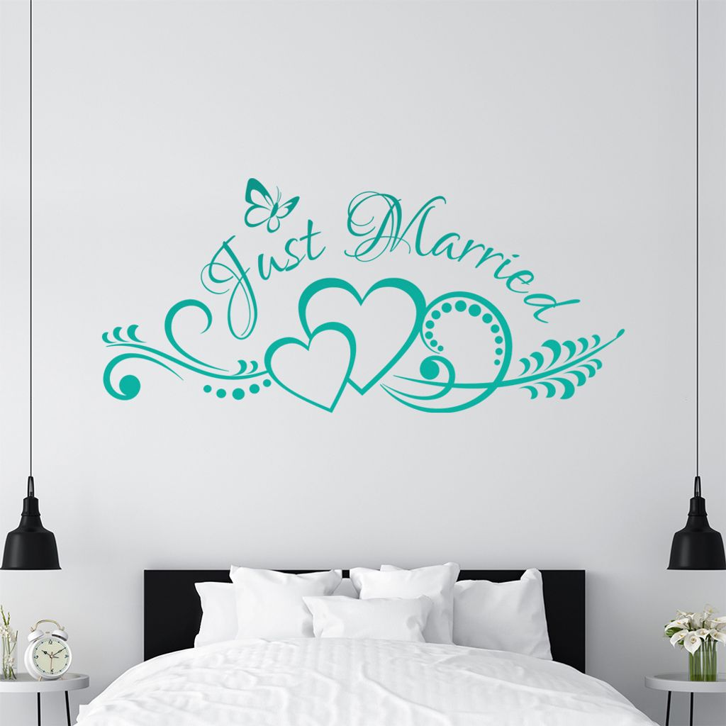 KIWISTAR Just Married - verheiratet Wandtattoo in 6 Größen - Wandaufkleber Wall Sticker - Dekoration, Küche, Wohnzimmer, Schlafzimmer, Badezimmer