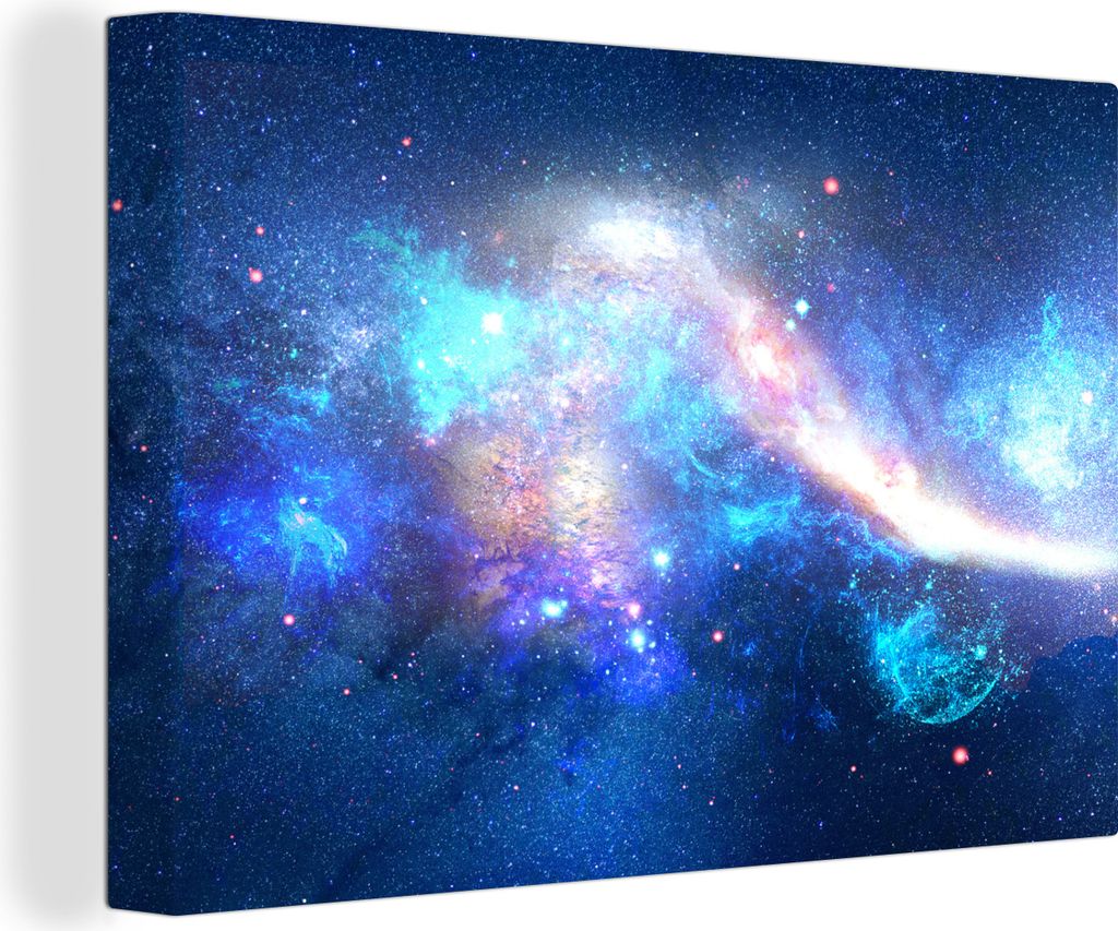 OneMillionCanvasses - Leinwandbilder - 140x90 cm, Universum - Blau - Sterne, Wandbilder Kunstdruck Wanddekoration - Foto auf Leinwand - Gemälde ...
