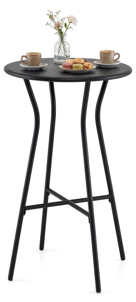 COSTWAY Bartisch Outdoor, runder Bistrotisch aus Metall, wetterfester Stehtisch Gartentisch für Terrasse, Garten & Poolbereich, φ55,5x93cm Schwarz