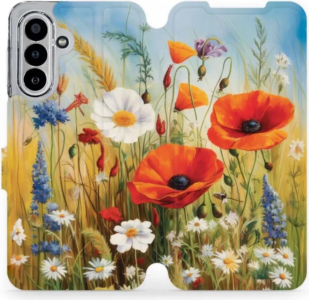 Handyhülle mit klappe für Galaxy A17 5G, Mobiwear Book, Wiesenblumen