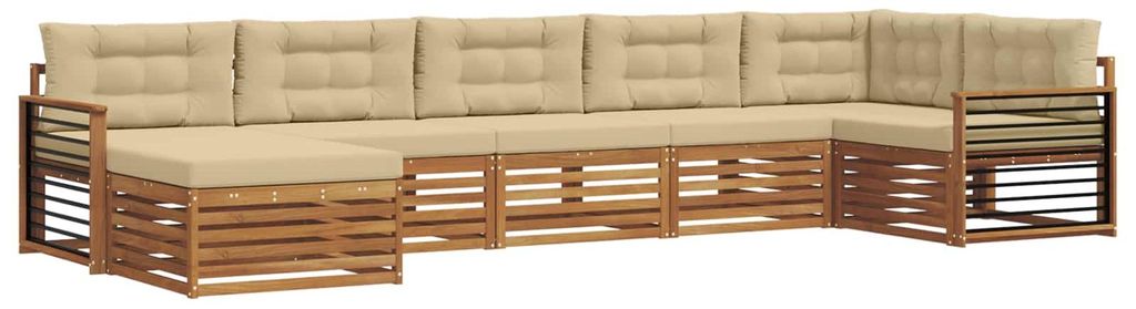 vidaXL Sofagarnituren 7 pcs Natur und Beige Massivholz Akazie