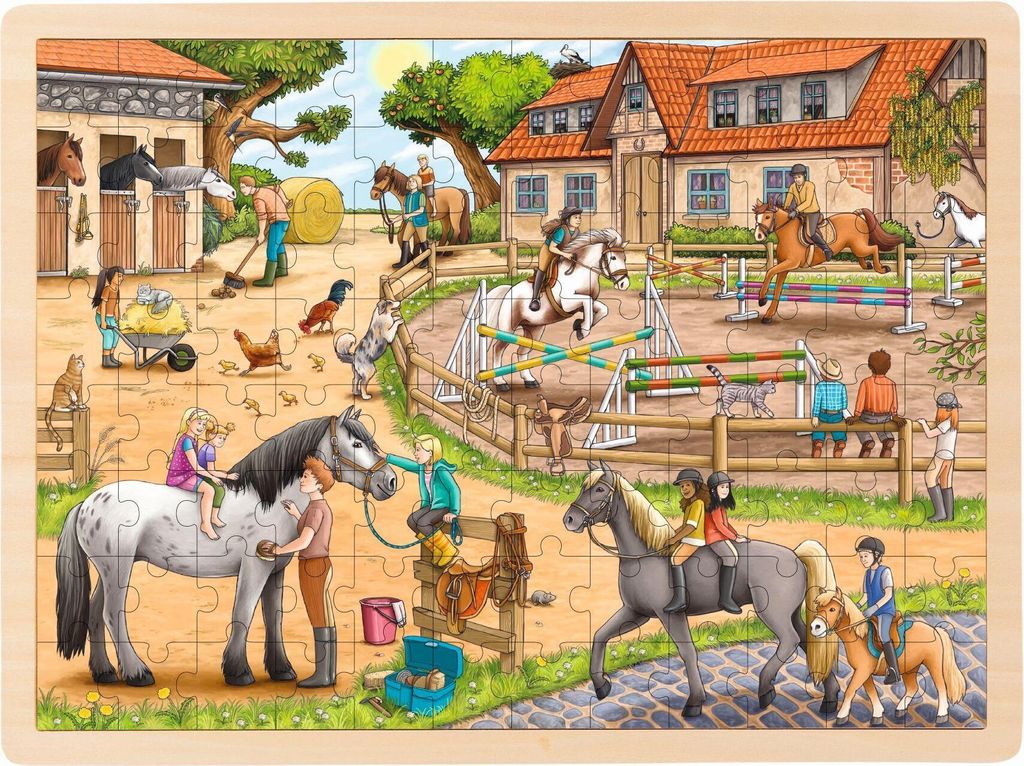 GOKI Holzpuzzle Reitstall 96 Teile