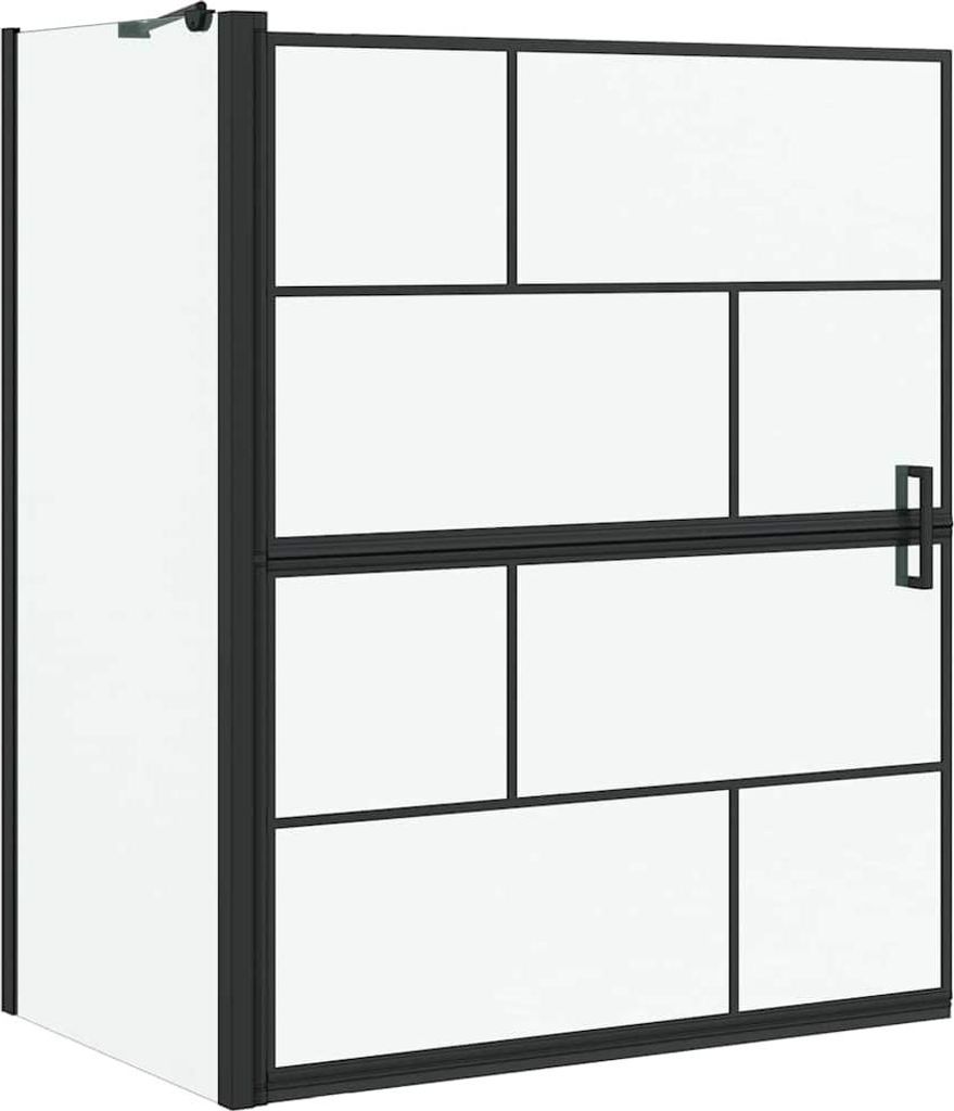 Bad-Duschschirm Schwarz und Transparent 116 x 68 x 128 cm