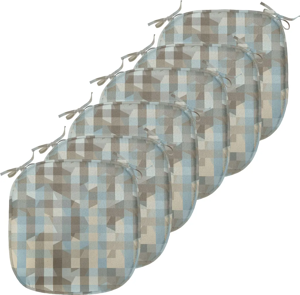 Coussins de chaise géométriques ABAKUHAUS 40x40 cm lot de 6 beige bleu