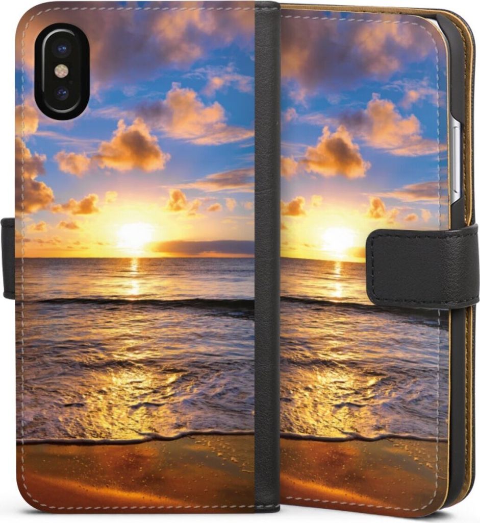 DeinDesign Klapphülle für Apple iPhone X Handytasche Lederhülle Tasche Meer Sonnenuntergang Strand