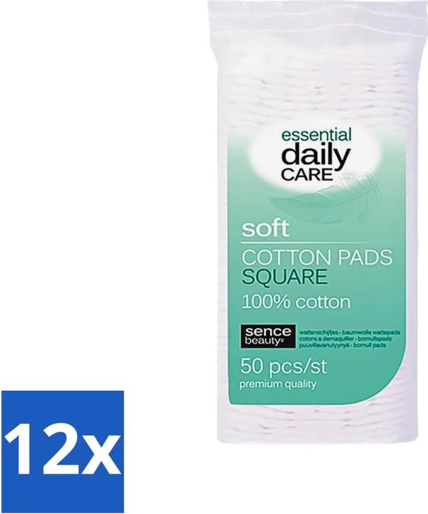 Coton Carré Sence Doux et Ferme 12 x 50 pièces pour un Démaquillage Net