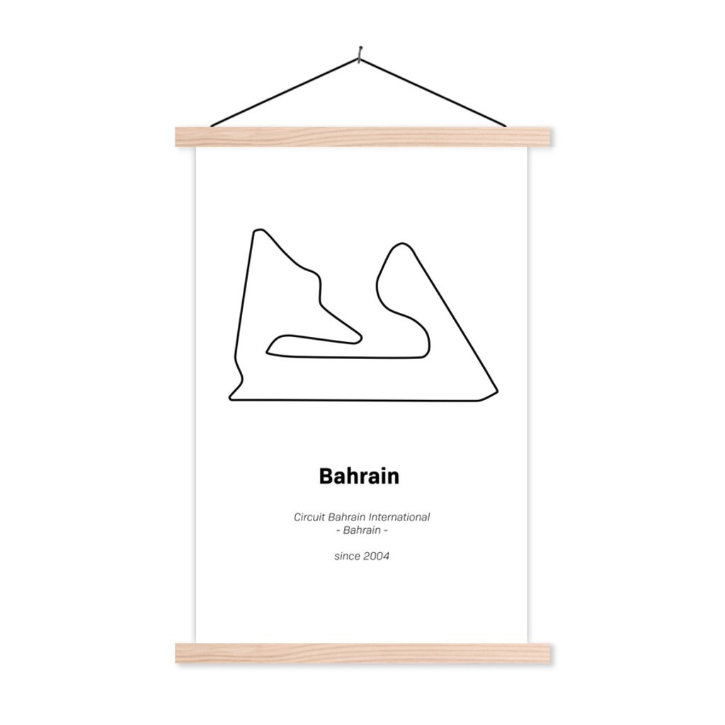 MuchoWow Textilposter Bahrain - Rennstrecke - F1 60x90 cm mit holzfarbenen Rahmen - Textil