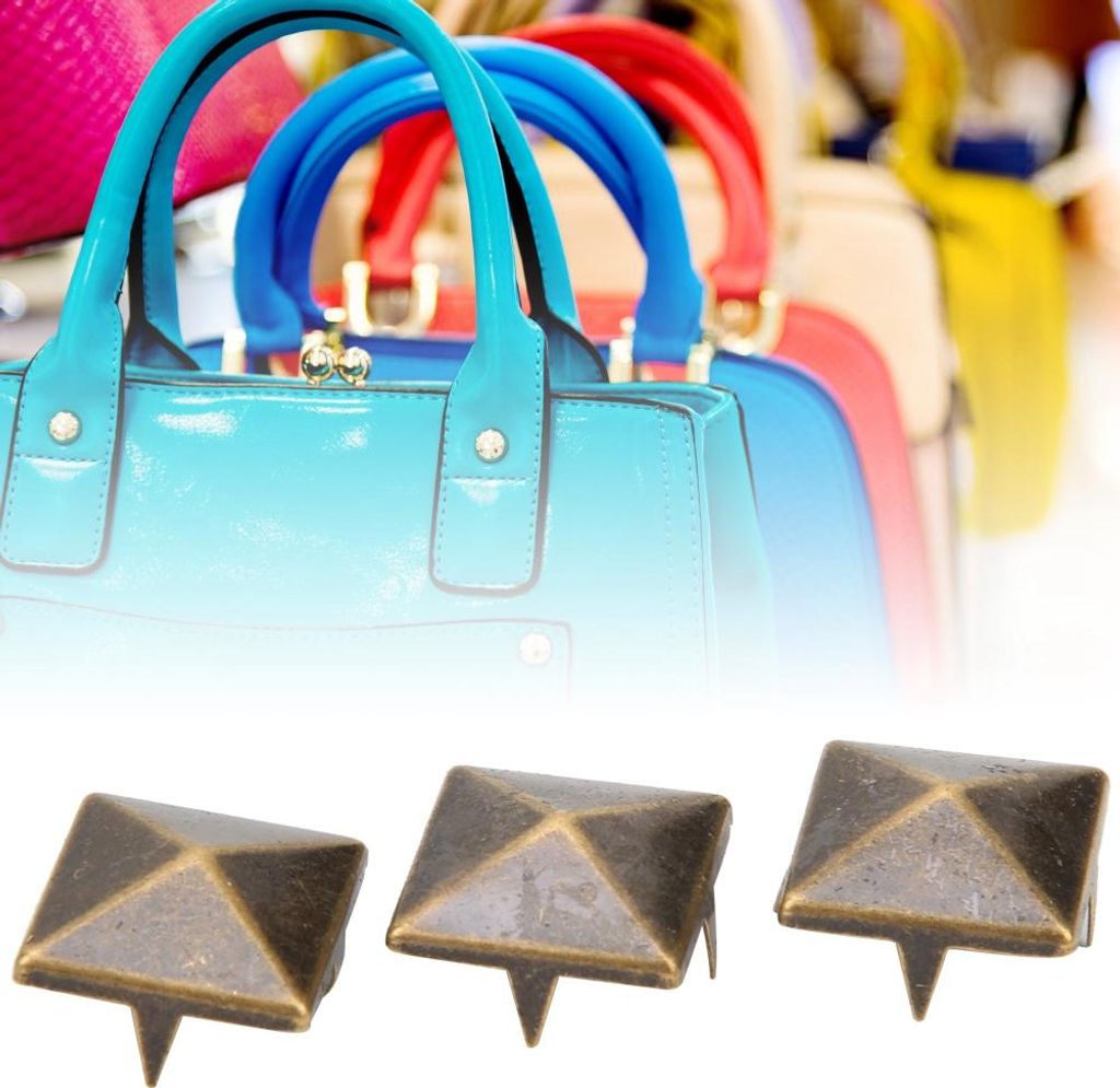 ViaGasaFamido Spike Studs, 100 Stck 10MM-15MM DIY Leathercraft Square Pyramid Punk Nieten Silber Metall 4 Claw Metall Nieten fr Armb?nder Kleidung ...