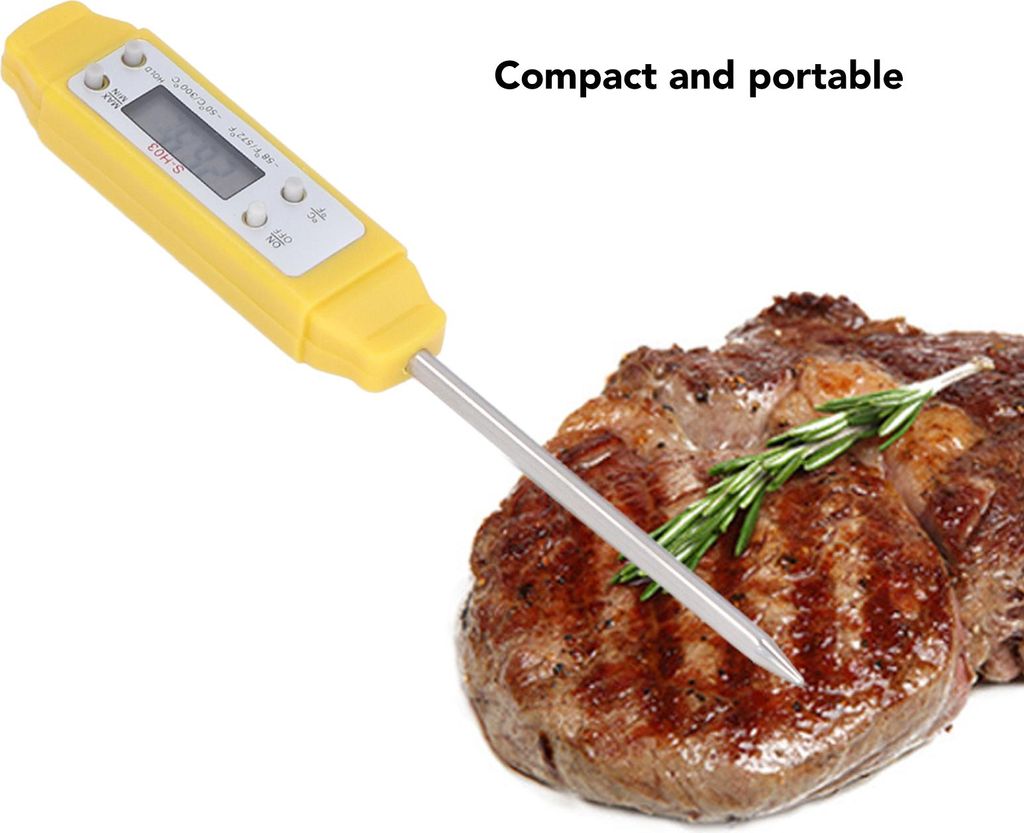 Digitales Lebensmittel-Thermometer Automatische Kalibrierung Stift Stil hohe Genauigkeit elektronische Tasche Thermometer gelb