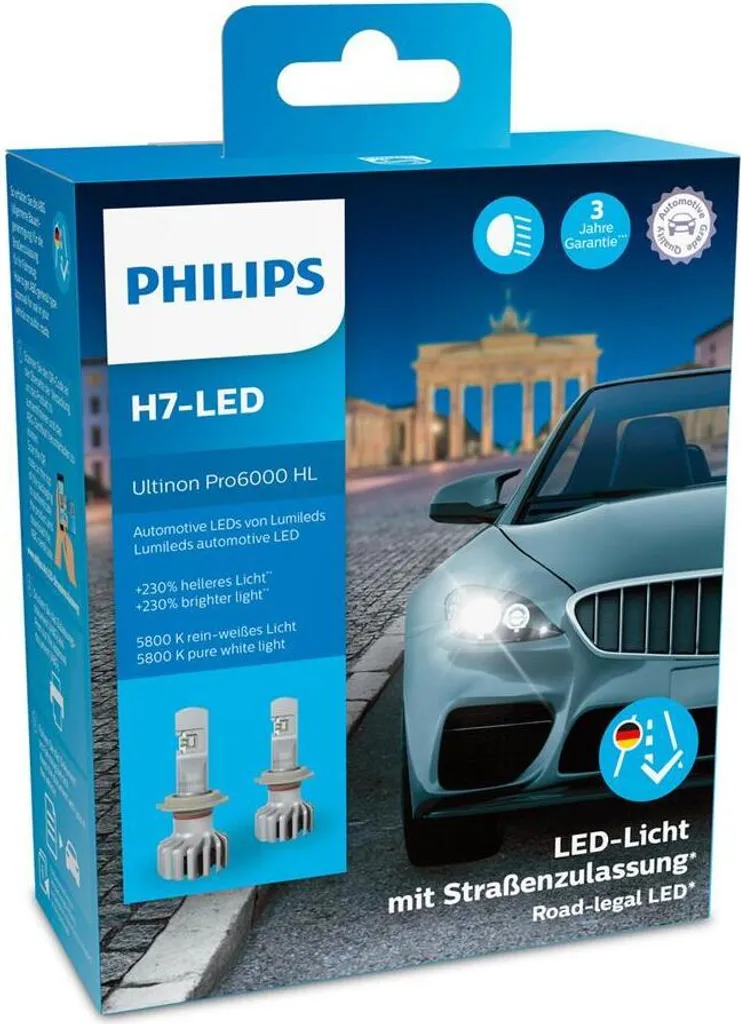 Ampoules H7 LED Philips Ultinon Pro6000 contre Fatigue Visuelle au Volant