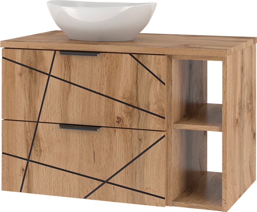 Waschtisch 80.6cm Teren mit 2 Schubladen, Holzoptik