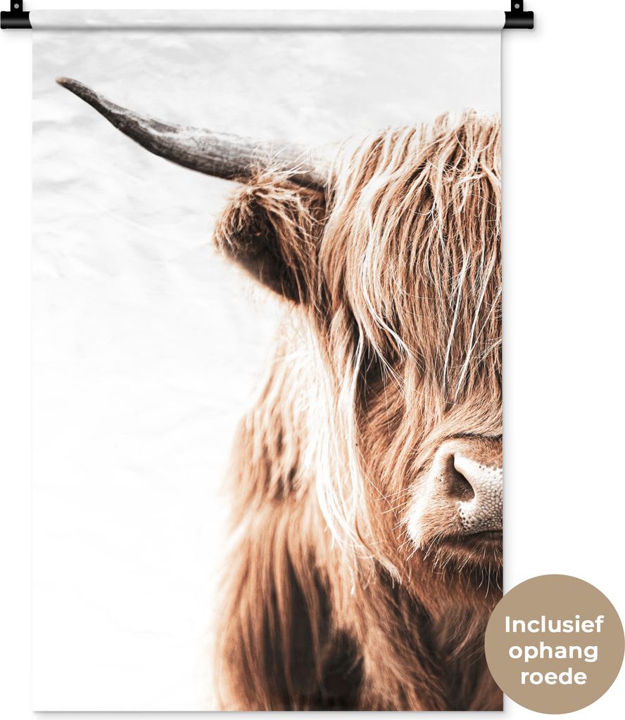 MuchoWow® Wandteppich Wandbehang Schottisches Hochlandrind Produktbild 