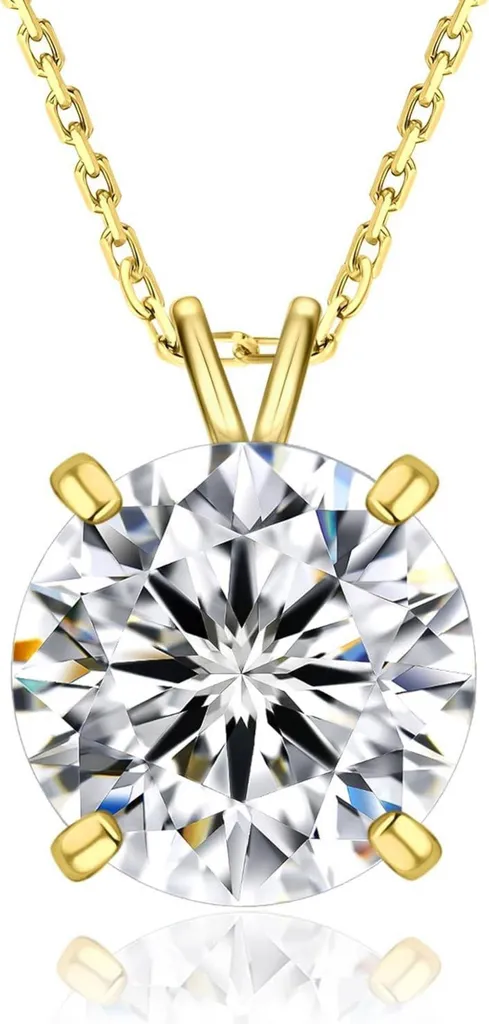 Collier Moissanite Argent 925 Anti-Ternissement Bijou Peau Sensible