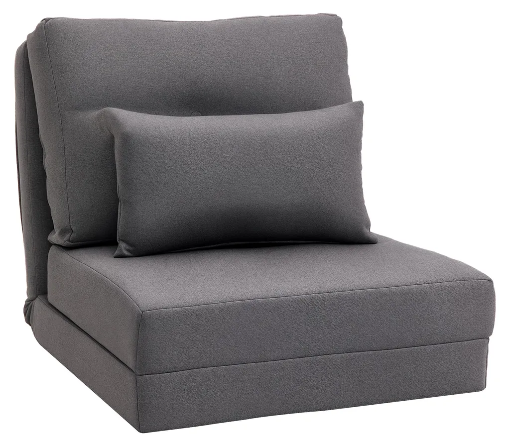 Chauffeuse convertible 1 place et fauteuil de sol pliable gris foncé