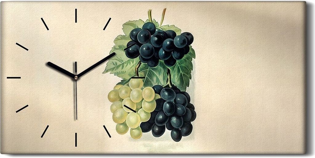 Leinwand Wanduhr Wandkunst Uhr 60x30 Malerei Früchte Trauben Blätter Kunst - schwarze Hände