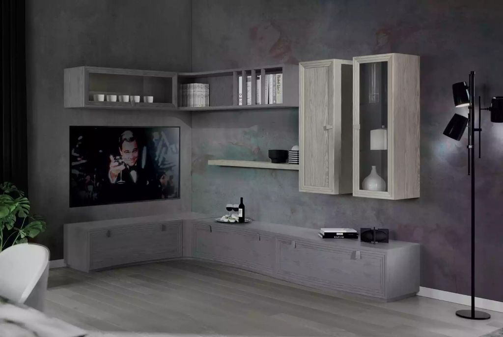 Wohnwand  TV-Eckwand  Wohnzimmer Set Wohnmöbel Modern Produktbild 