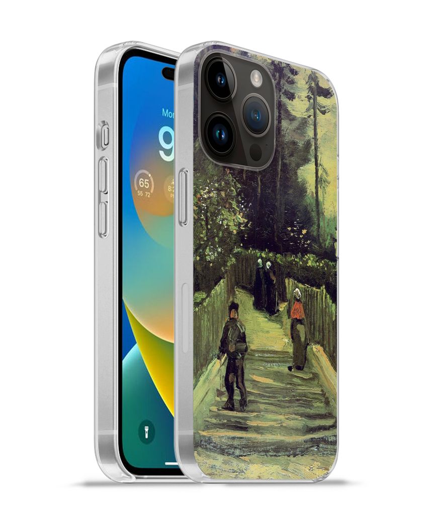 MuchoWow Handyhülle Schutzhülle Hülle für Apple iPhone 14 Pro - Softcase Schräger Weg in Montmartre - Vincent van Gogh Silikon Softcase Hand...