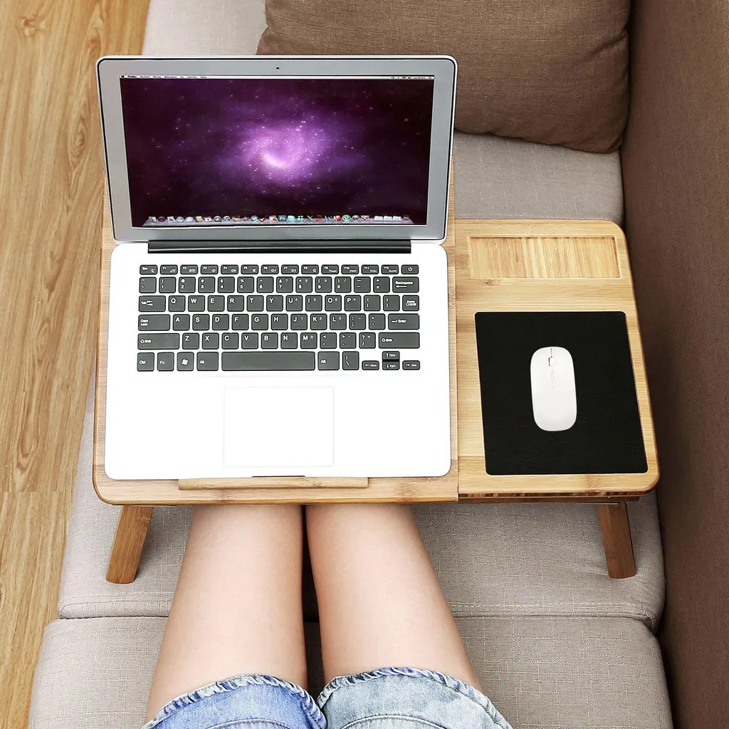 Table de petit déjeuner et support PC portable en bambou polyvalent - 4