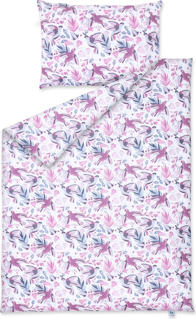 Pepi Baby Bettwäsche - 120x90 mit Kissenbezug 60×40 - 100% Baumwolle Antiallergisch - Kinderbettwäsche Babybettwäsche - Hummingbird