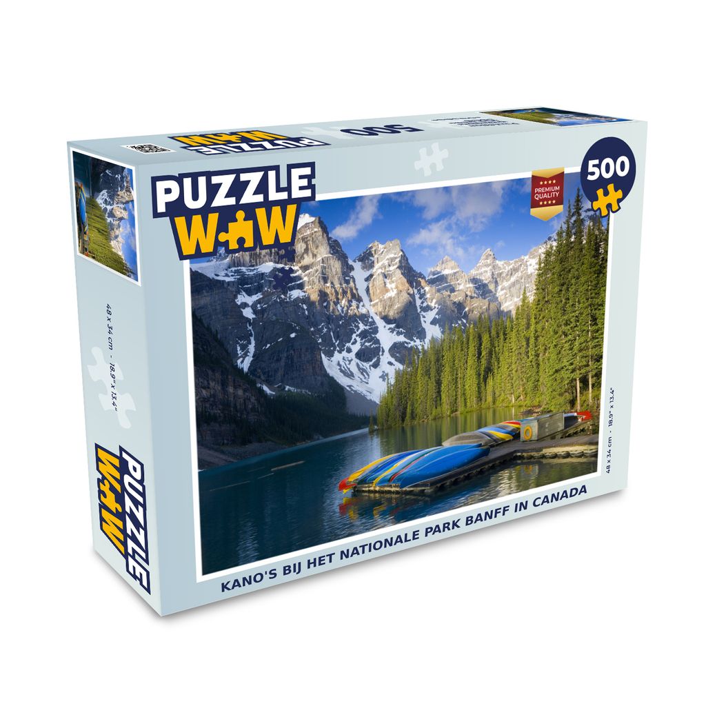MuchoWow Puzzle 500 Teile Kanus im Banff-Nationalpark in Kanada - 500 Teile - Kinder - Selberbauen - Puzzlespiele
