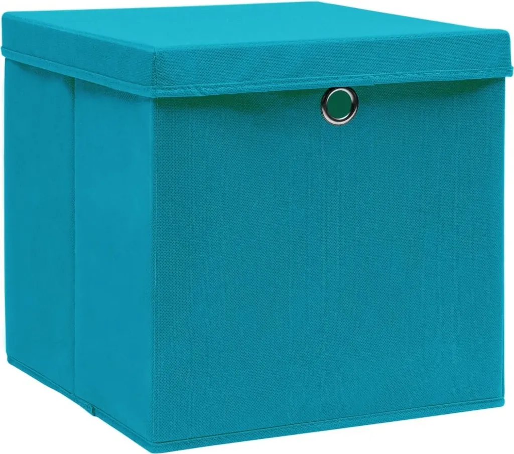 vidaXL Scatole con Coperchio 4 pz 28x28x28 cm Baby Blue | Shop Online
