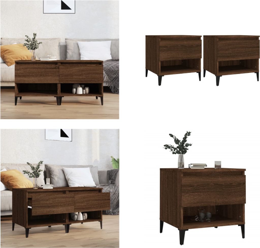 vidaXL Beistelltische 2 Stk. Braun Eichen Optik 50x46x50 cm - Beistelltisch - Beistelltische - Couchtisch - Tisch