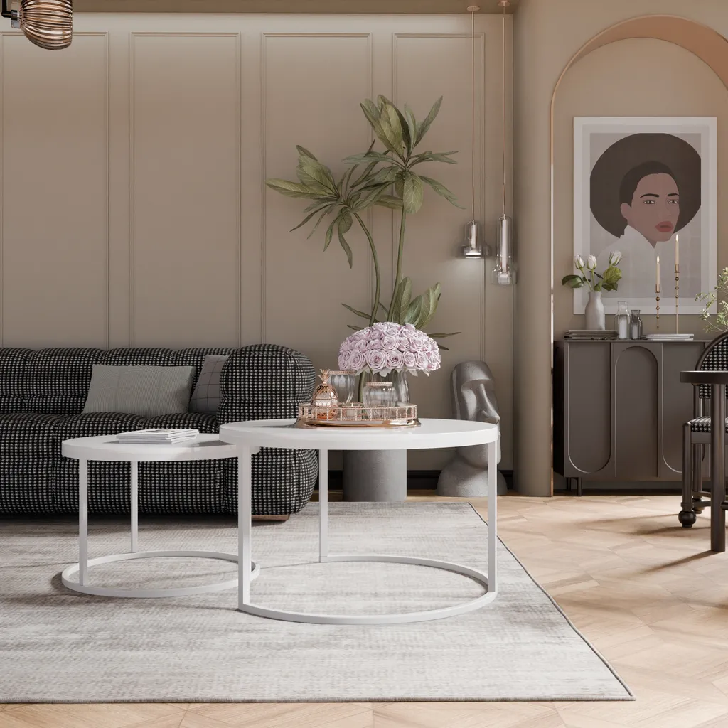 Table Basse de Salon Modulable 2 en 1 Blanche pour Espace Gain de Place - 5