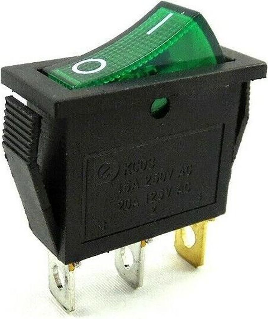 Wippenschalter, 15A 250VAC 3 Pin, Geräteschalter, Grüne Produktbild 