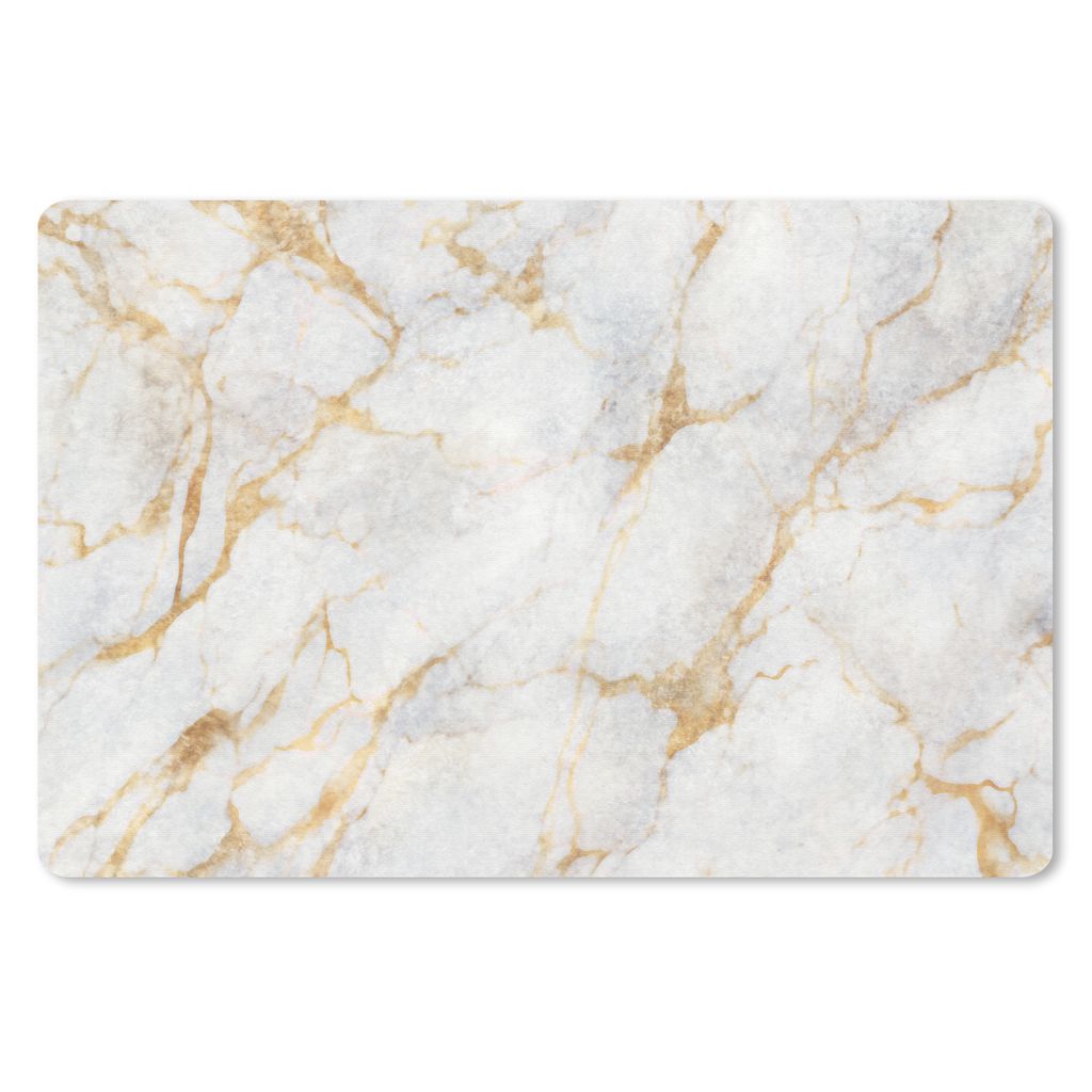 MuchoWow Mauspad Mousepad Marmor - Weiß - Gold - Abstrakt 27x18 cm - Mousepads - Maus Mat - Pad - Mausunterlage - Büroartikel - Desk Matten