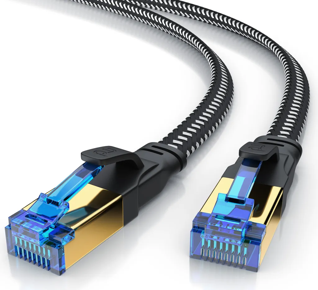 Cavo patch a nastro Primewire CAT 8 con guaina in cotone - Cavo LAN Gigabit Ethernet - 40 Gbit/s - schermatura S/FTP PIMF - cavo di rete - 5 m