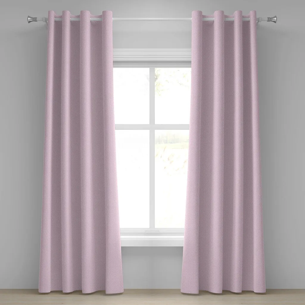 ABAKUHAUS Tenda con occhielli a pois, piccoli pois retrò in stile vintage, camera dei bambini, camera dei bambini, tende decorative a 2 pannelli, 280 cm x 225 cm, bianco rosa