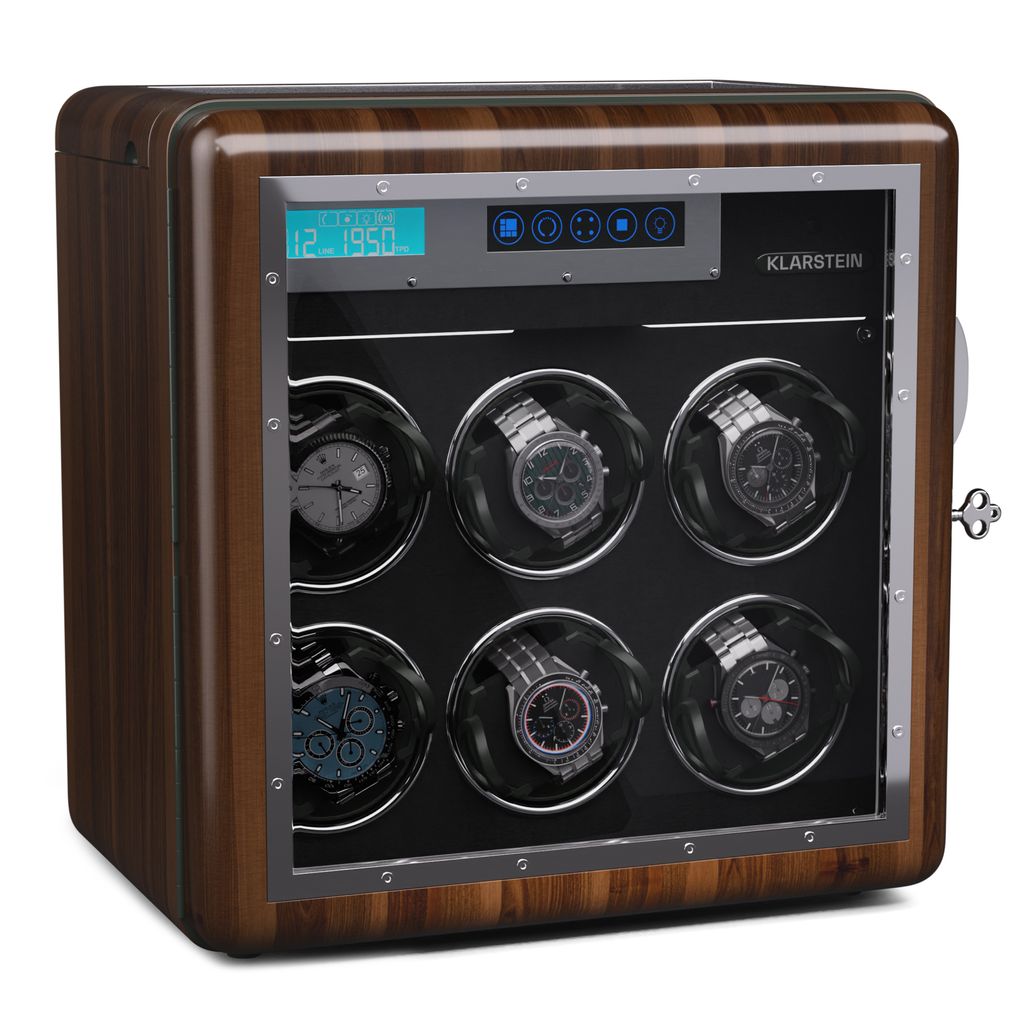 Klarstein Uhrenbeweger für Automatikuhren, Automatik-Uhrenbeweger für 6 Uhren, Automatikuhr Uhrenbeweger mit Acryl-Tür, Automatischer Uhrenbeweg...