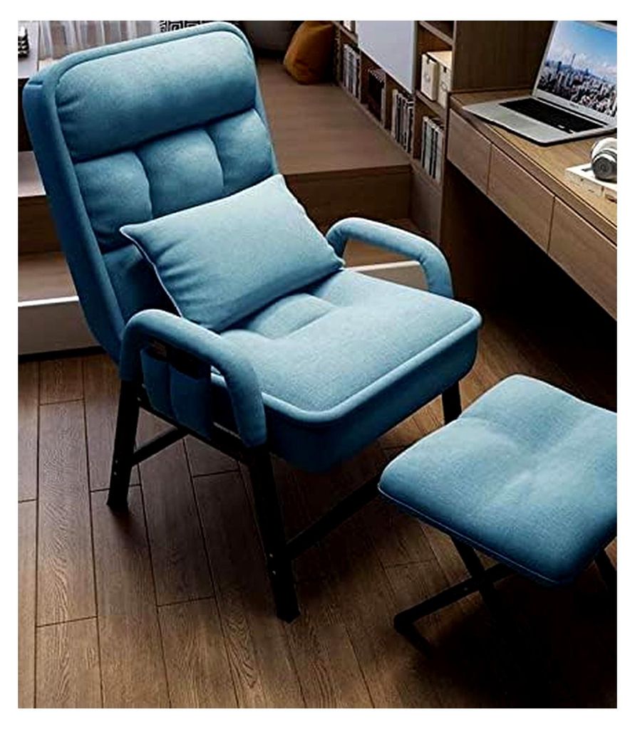 Sessel für das Wohnzimmer mit Fußhocker, bequeme Stoff-Eimerstühle mit verstellbarer Rückenlehne und Seitentaschen, gepolsterter Freizeitstuhl ...