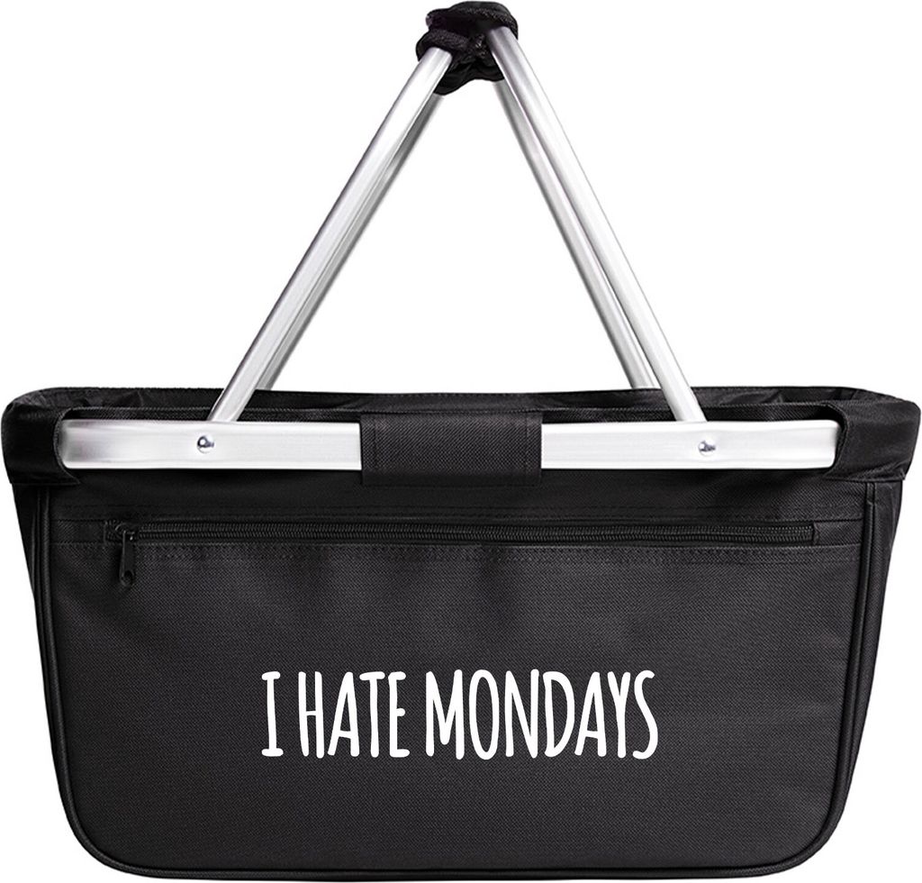 Huuraa Einkaufskorb I hate mondays Schriftzug 20 Liter Black faltbarer Tragekorb Geschenkidee