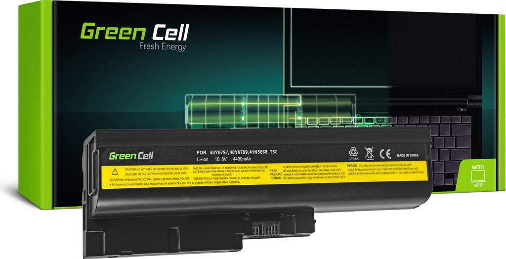 Green Cell Standard Serie Laptop Akku für Lenovo IBM ThinkPad R60 R60i R60e R61 R61e T60 T60p T61 SL400 SL500 R500 T500 W500 (6 Zellen 4400mAh 10....