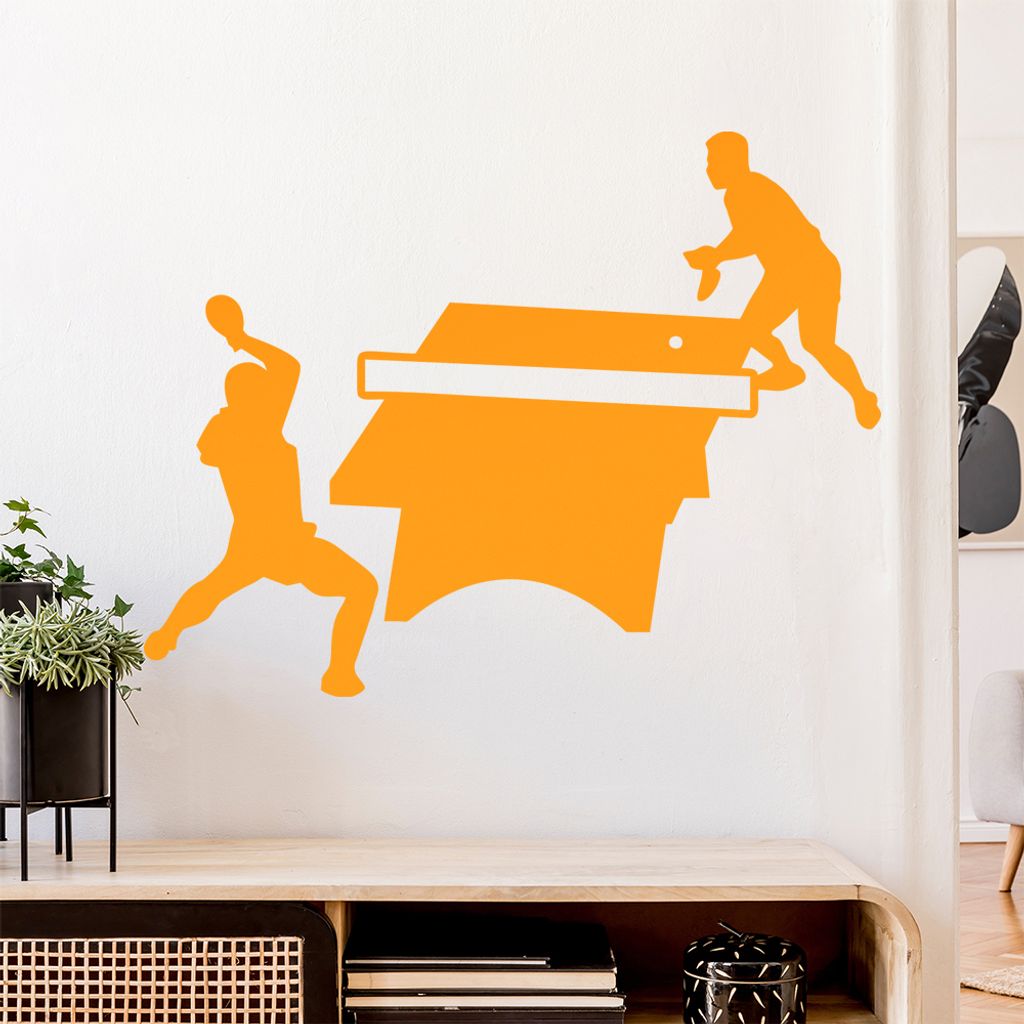 Tischtennis Spieler Figur Wandtattoo Wandaufkleber Wall Sticker - Dekoration, Küche, Wohnzimmer, Schlafzimmer, Badezimmer