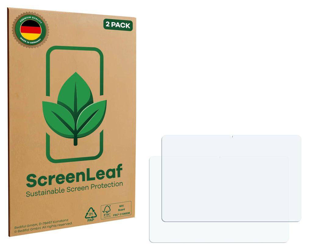 2x ScreenLeaf Schutzfolie für TCL Tab Max 10.4 nachhaltiger Displayschutz Display Schutz Folie Klar Transparent