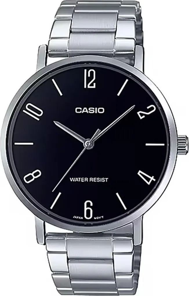 Montre Homme Casio Inoxydable MTP-VT01D-1B2 Ne Rouille Pas Cadran Noir