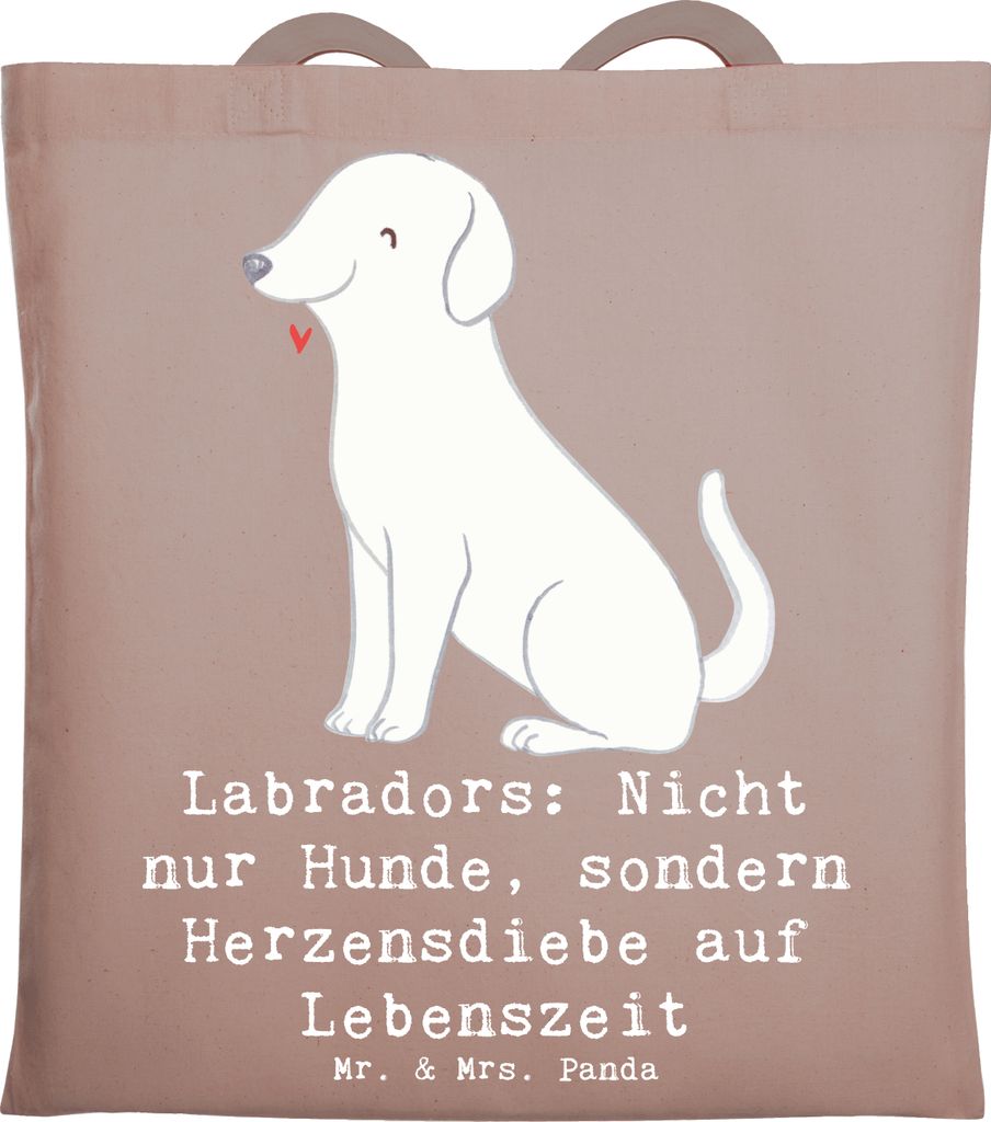 Mr. & Mrs. Panda Tote Bag Labrador Herzensdiebe - Braun Pastell - Geschenk, freundlicher Hund, Hunde, loyaler Freund, unvergessliche Erinnerungen, ...