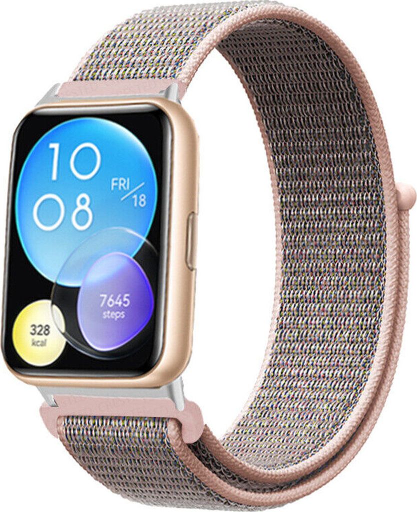 Strap-it Huawei Watch Fit 2 Nylon Armband (Rosa Sand)