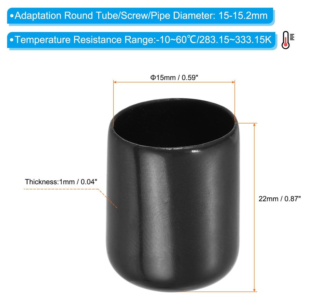 15mm Gummi Endkappen, 20 Stš¹ck Vinyl Flexibel Gummi Stopfen Gummipfropfen fš¹r Schrauben Verschlussstopfen Runde Verschlusskappe fš¹r Metall...