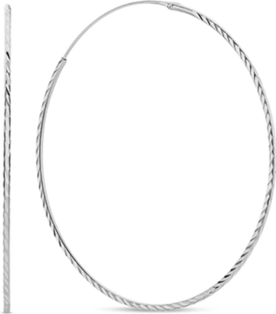 Neue Bling 9NB-1005 Silberohrringe - Damen - Diamanten - 25 mm Durchmesser - 1,36 mm Dicke - Rhodium - Silber