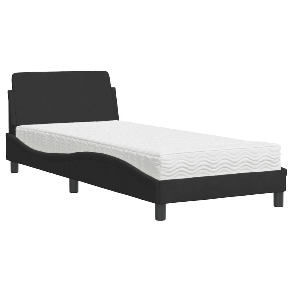 Bett mit Matratze "Dover" Schwarz 90x200 cm Samt