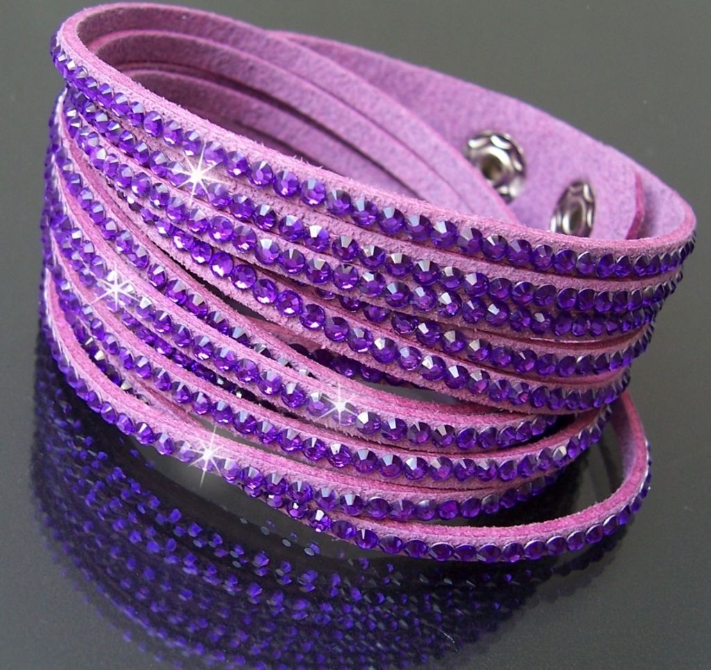 A6001A* 2-fach WickelArmband LederLook lila Strass lila