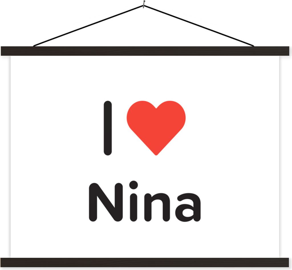 MuchoWow Textilposter Ich liebe - Nina - Mädchen 120x90 cm mit schwarzem Rahmen - Aufhänger für Poster